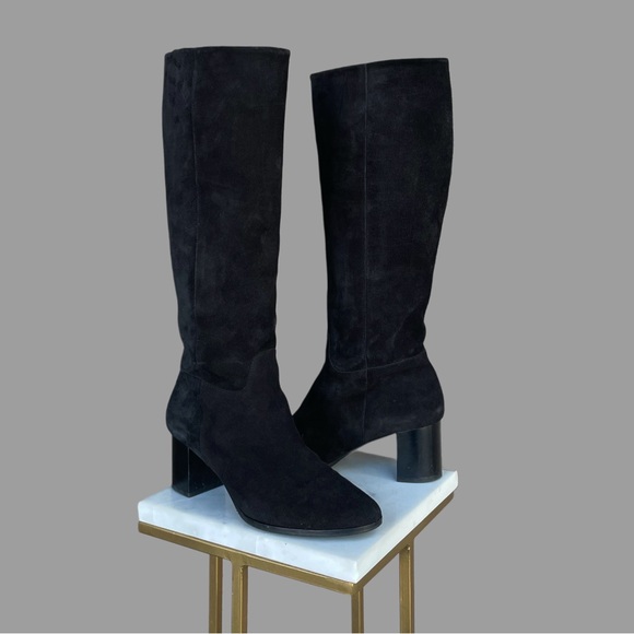SEZANE Black Suede Leather Adele Boots Classic Heeled Knee High Boots FR 39 US 8 - Picture 3 of 17